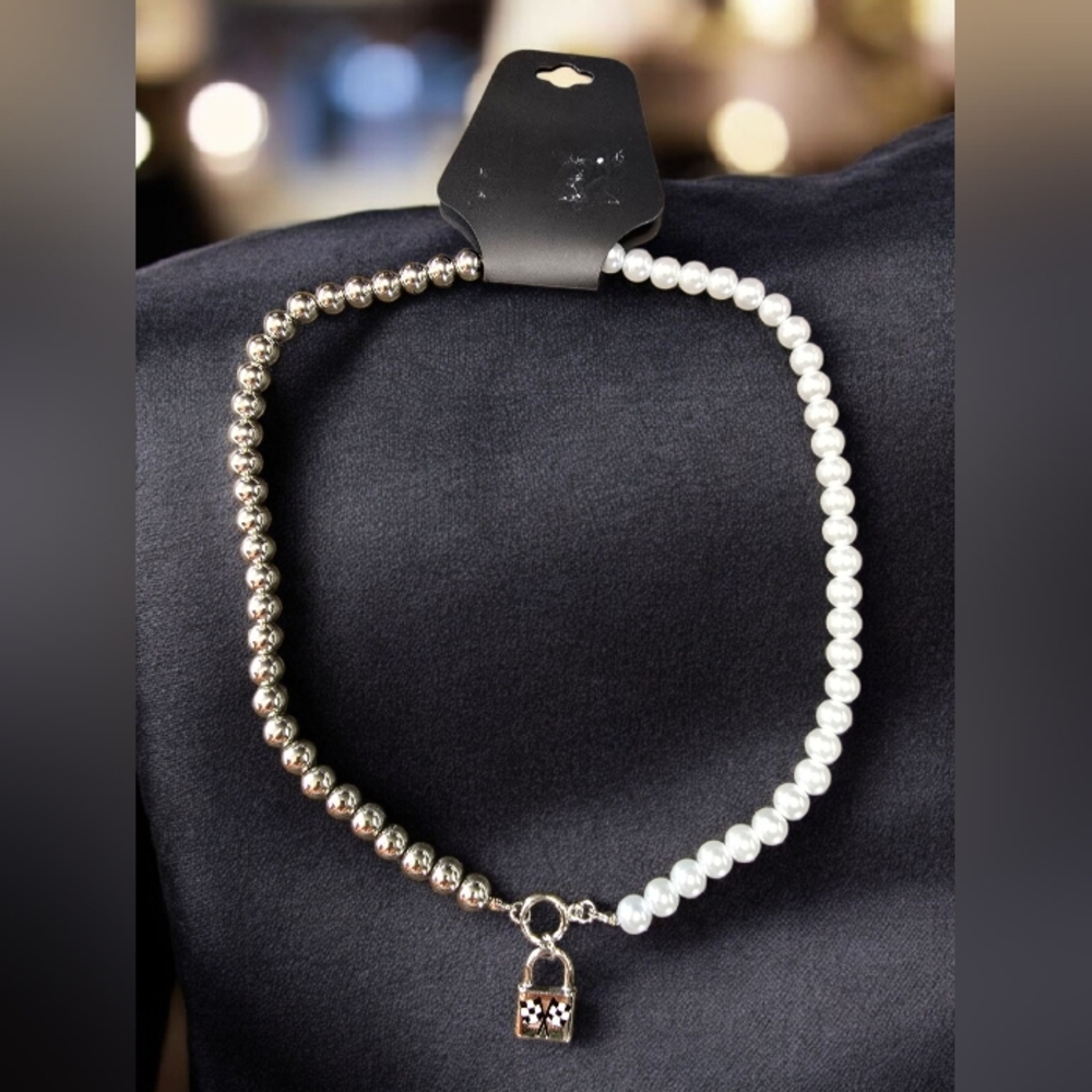 Elegant Silver and White Beaded Necklace